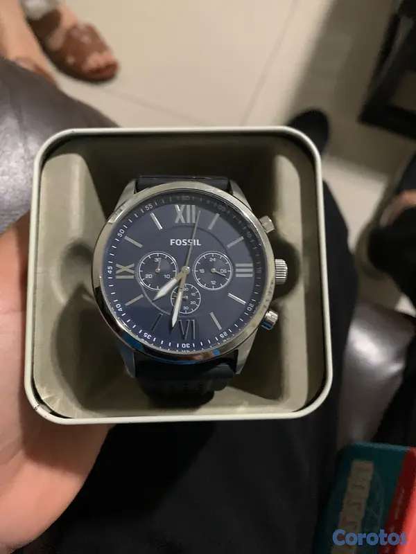 joyas, relojes y accesorios - Reloj Fossil Azul con cronógrafo Flynn, correa neg 2