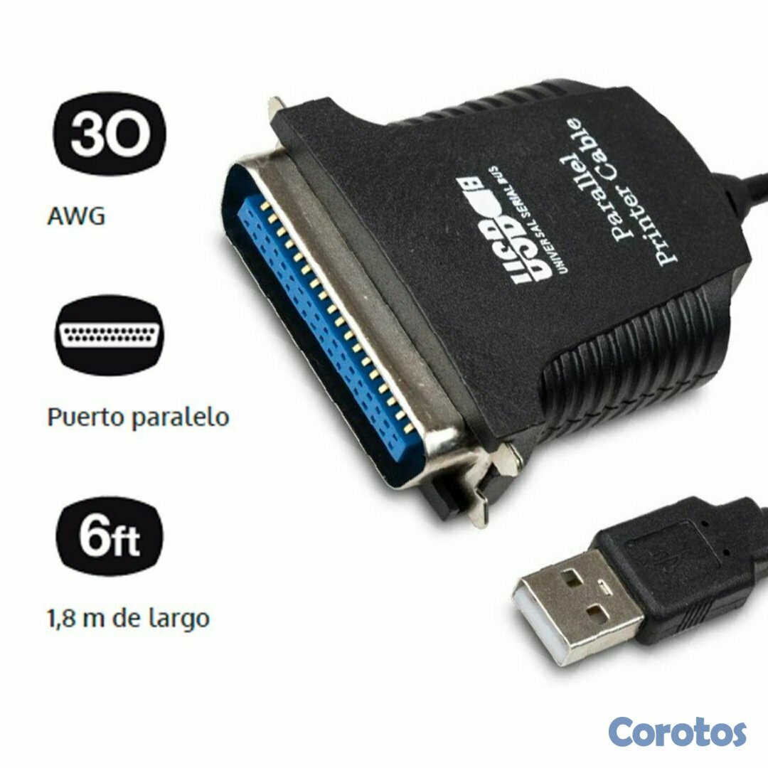 computadoras y laptops - CABLE XTECH USB A PARALELO, 6 PIES, NEGRO  XTC-318