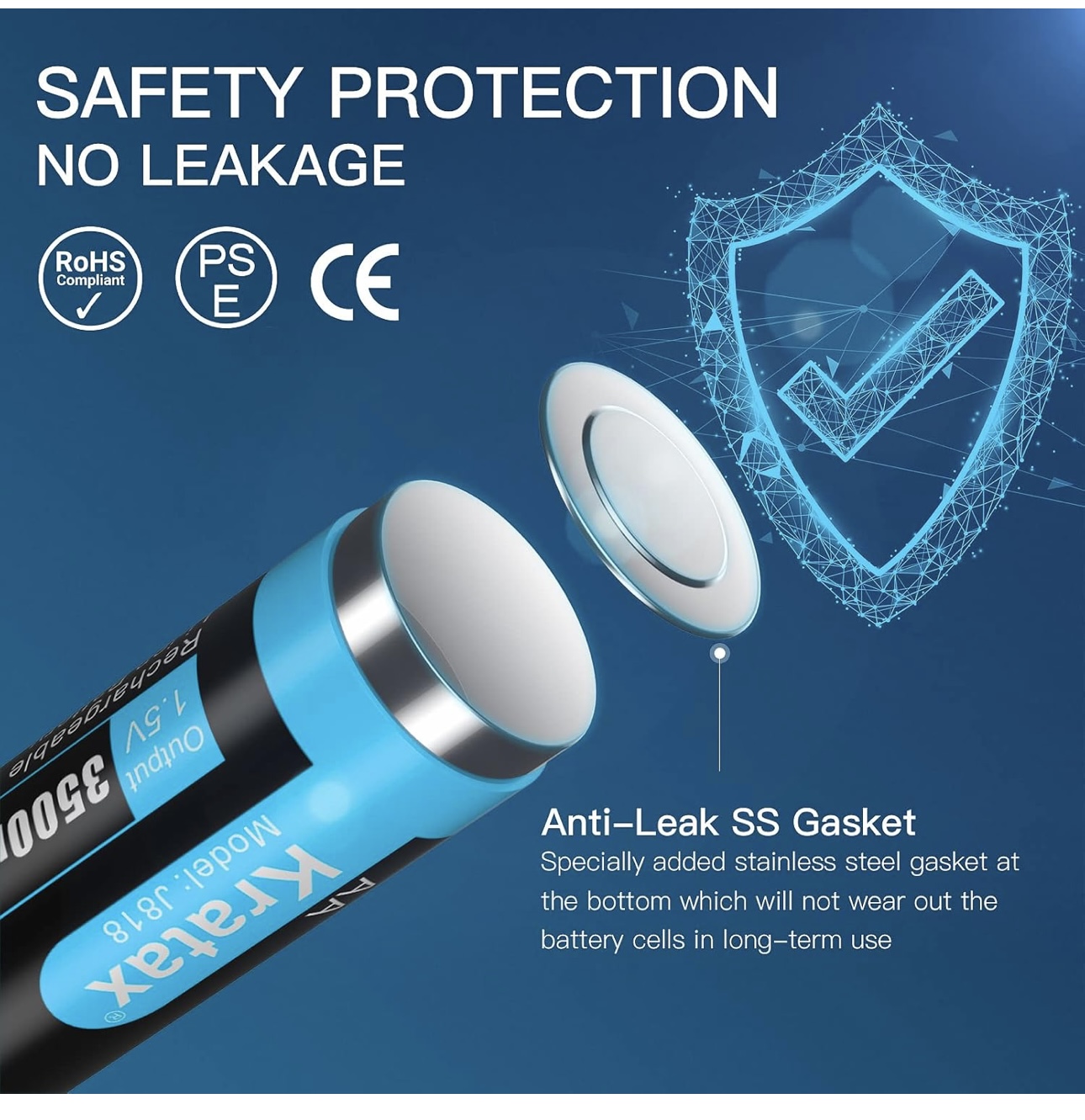 accesorios para electronica - Kratax Pilas recargables AA de litio 1.5V 4