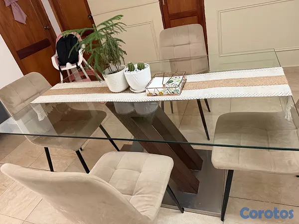 muebles y colchones - comedor de 4 sillas, tope de cristal ILUMEL 2