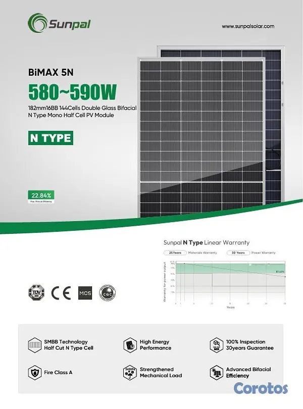 plantas e inversores - Bi Facial Paneles Solar 580W-590W 3