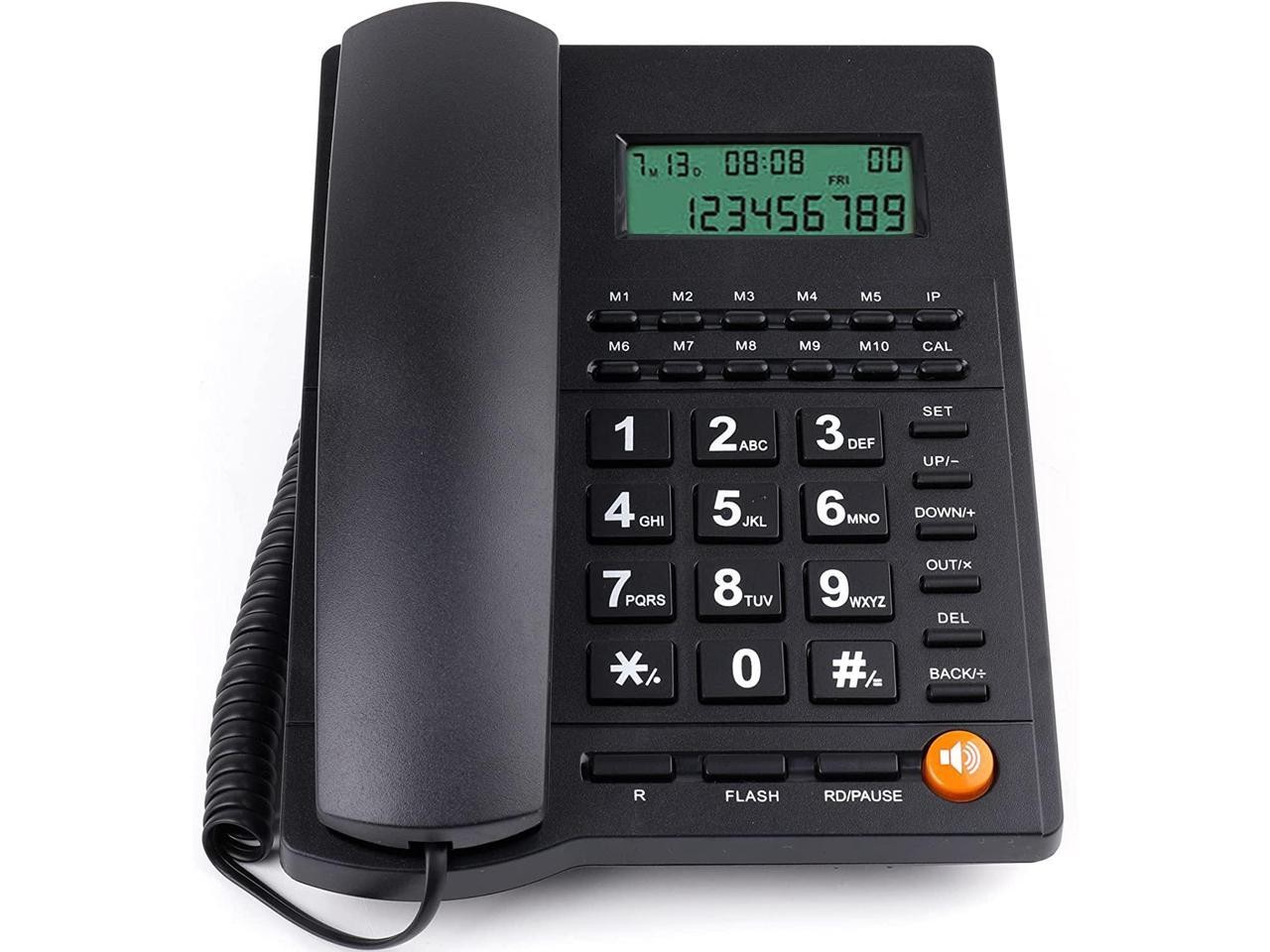 electrodomesticos - Teléfono fijo de escritorio con cable y botón grande para Family Office y Hotel 3