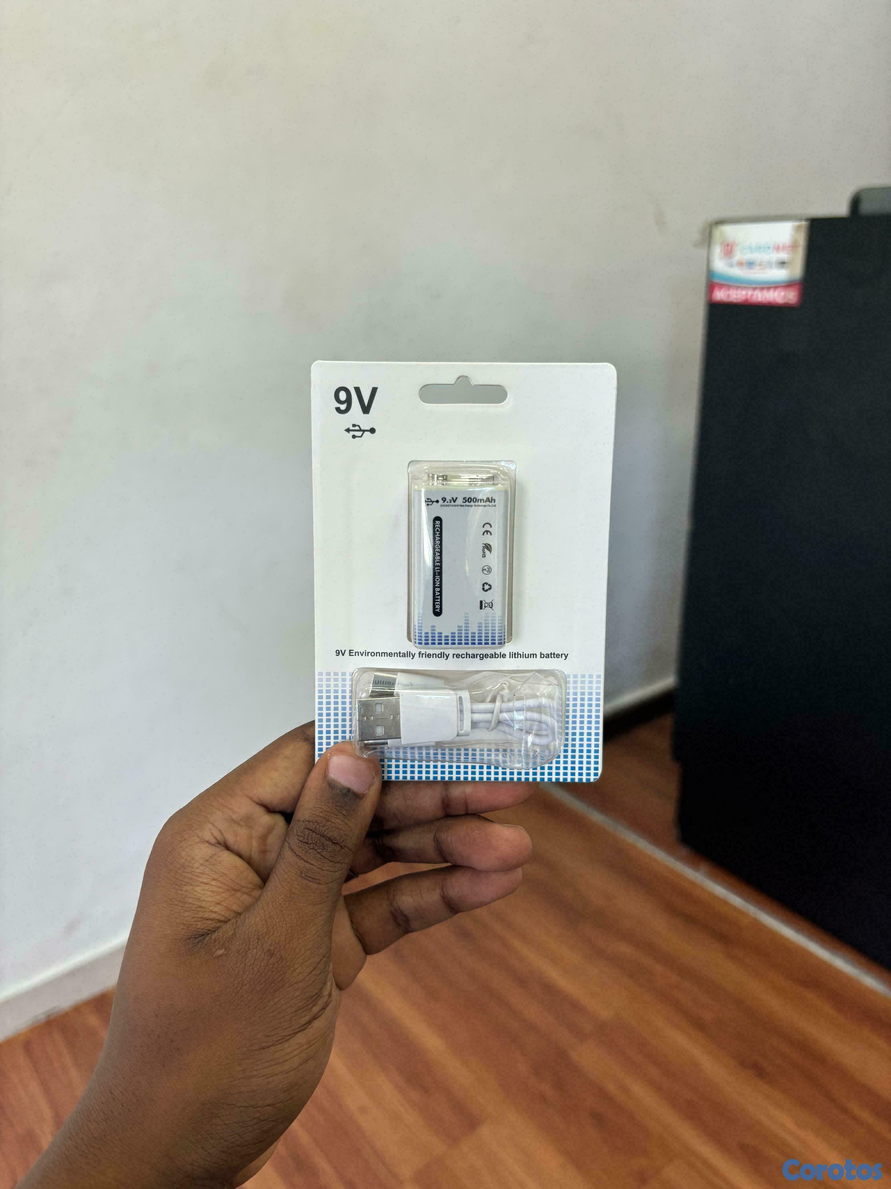 otros electronicos - Bateria de litio 9v recargable usb c 500MAH  3