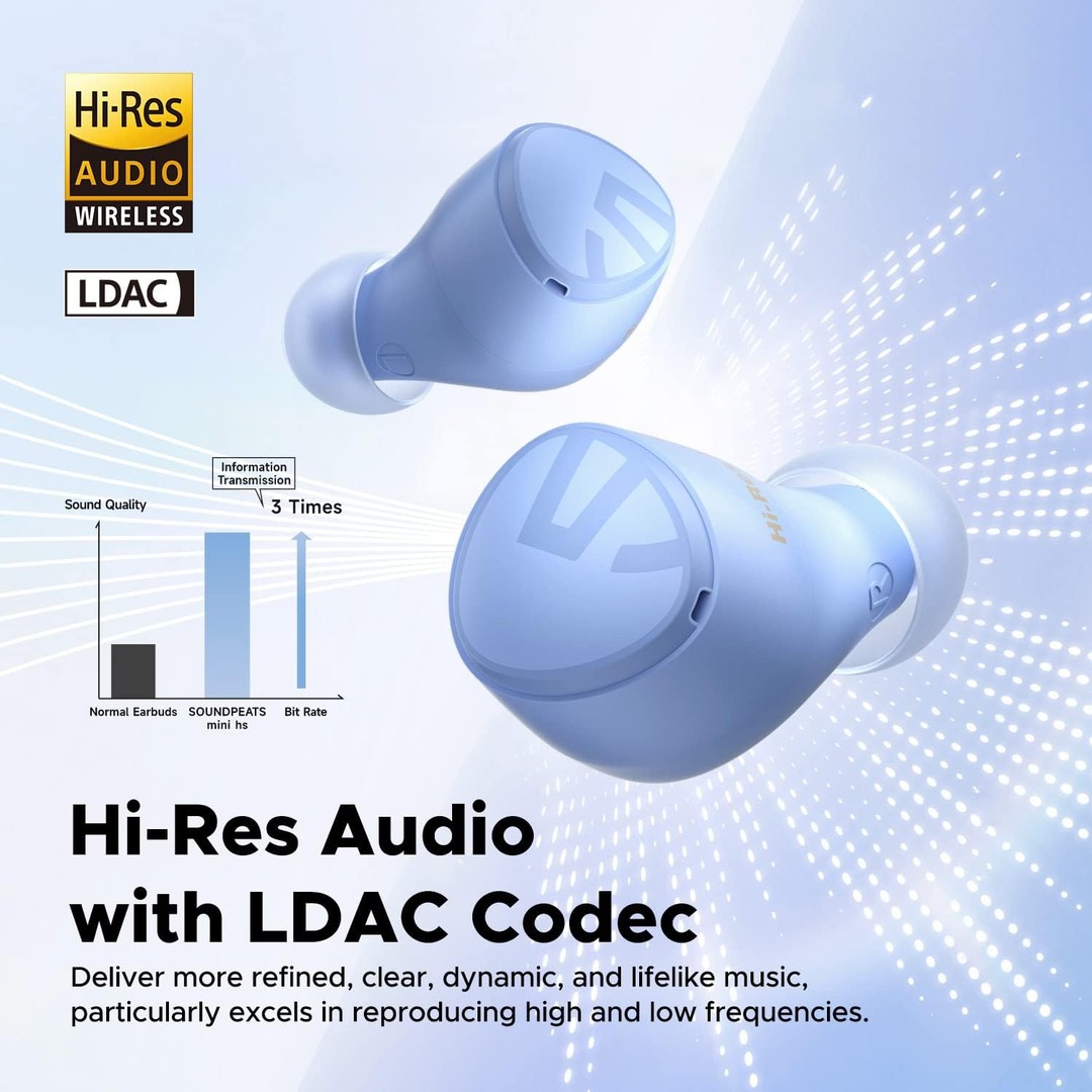 camaras y audio - SoundPeats Mini HS TWS Earbuds Bluetooth 5.3, LDAC Audio Códec, IPX4, Multipoint