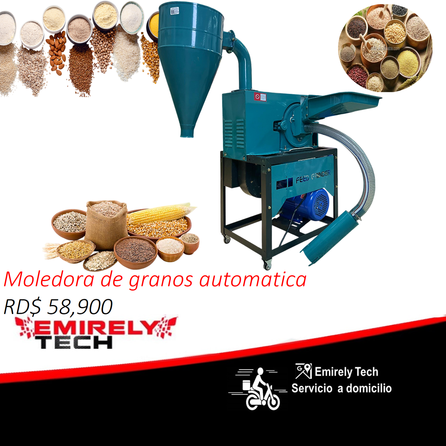 equipos profesionales - Moledora automatica de granos secos maiz cafe