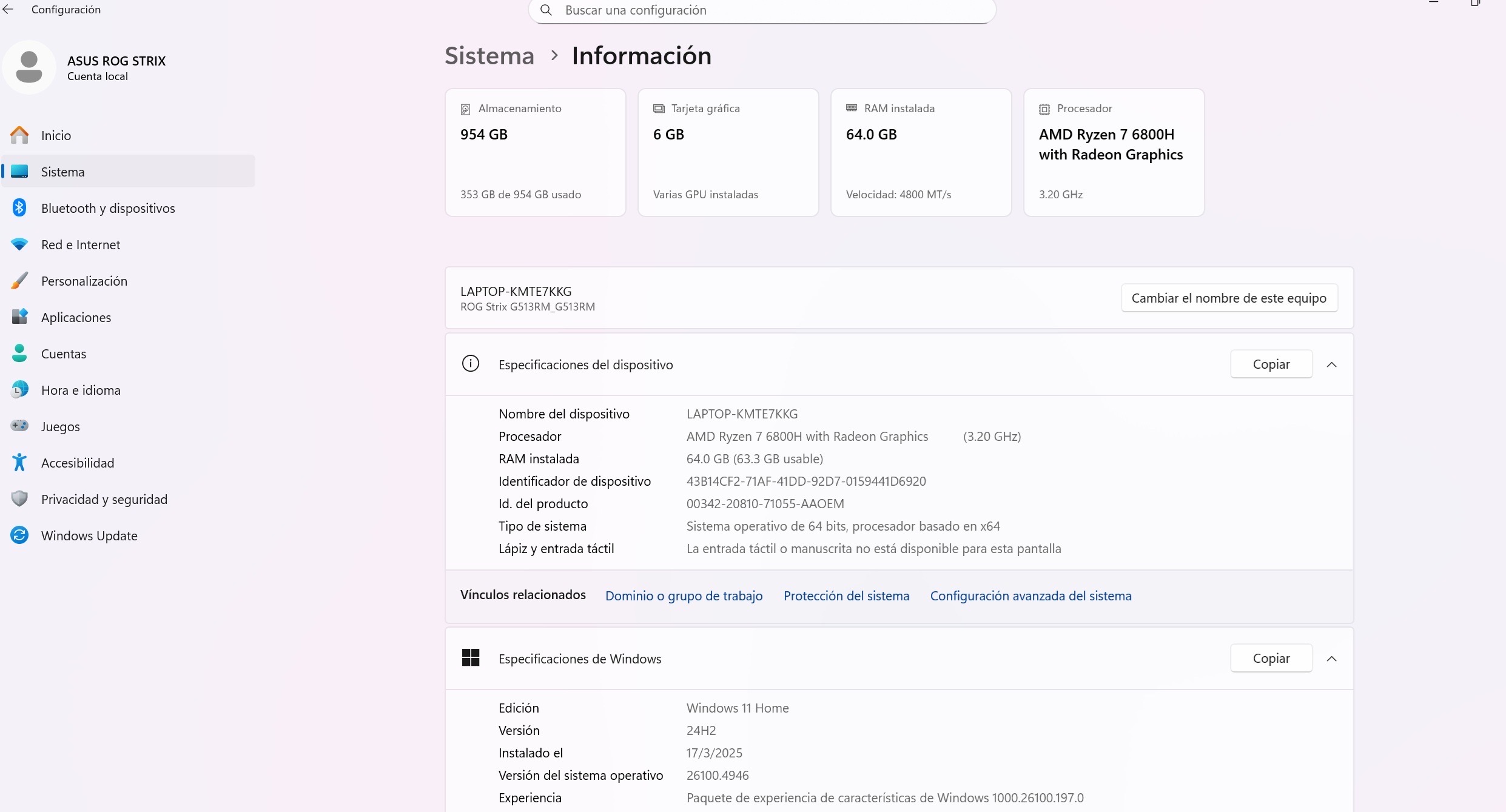 computadoras y laptops - ASUS ROG Strix G15 G513R 3