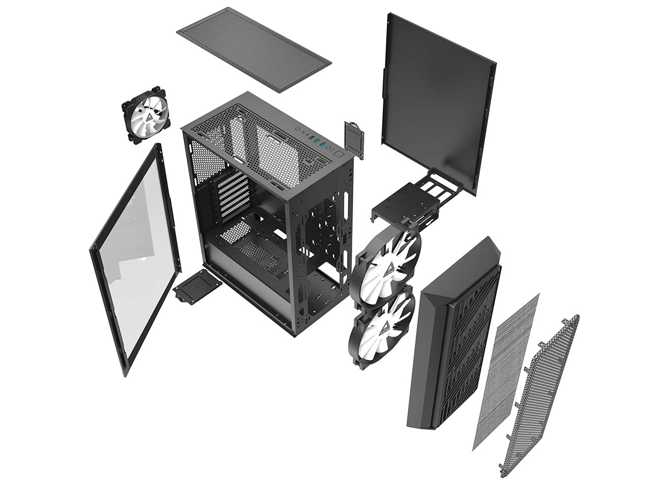 computadoras y laptops - Case MONTECH Air X Blanco y Negro 5