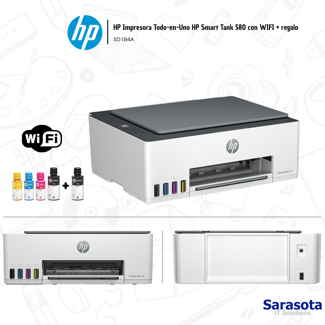 impresoras y scanners - HP Impresora Todo-en-Uno HP Smart Tank 580 con WIF 1