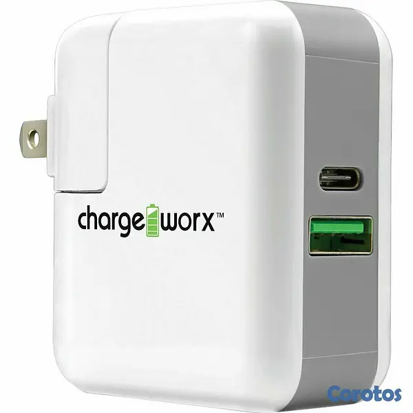 computadoras y laptops - CARGADOR TYPE C Y USB, CHARGE WORX, DE PARED TYPE C/PD POWER OUTPUT:5V3A 2