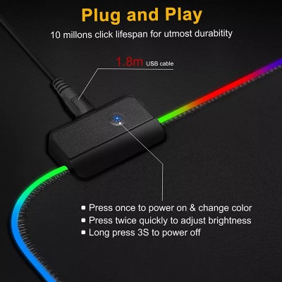 computadoras y laptops - Mouse Pad Gaming RGB Iluminado 80CM X 30CM con luz LED 12 colores 5