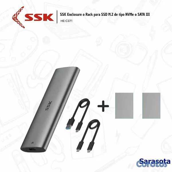 accesorios para electronica - SSK Enclosure NVMe y SATA HE-C371 2