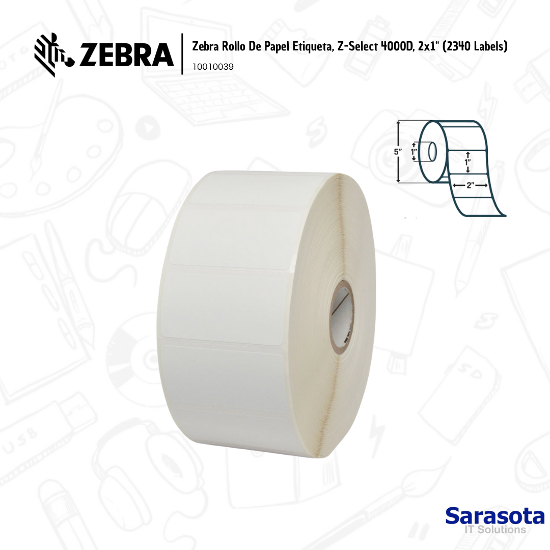 accesorios para electronica - Zebra Rollo De Papel Etiqueta, Z-Select 4000D, 2x1