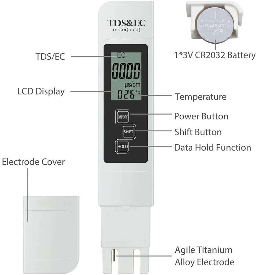 Medidor Digital de agua TDS EC ppm de temperatura de pureza del agua Probador  6