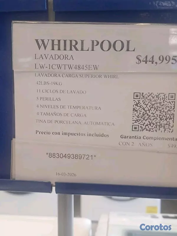 electrodomesticos - Lavadora Whirlpool -capacidad 42LBS 8