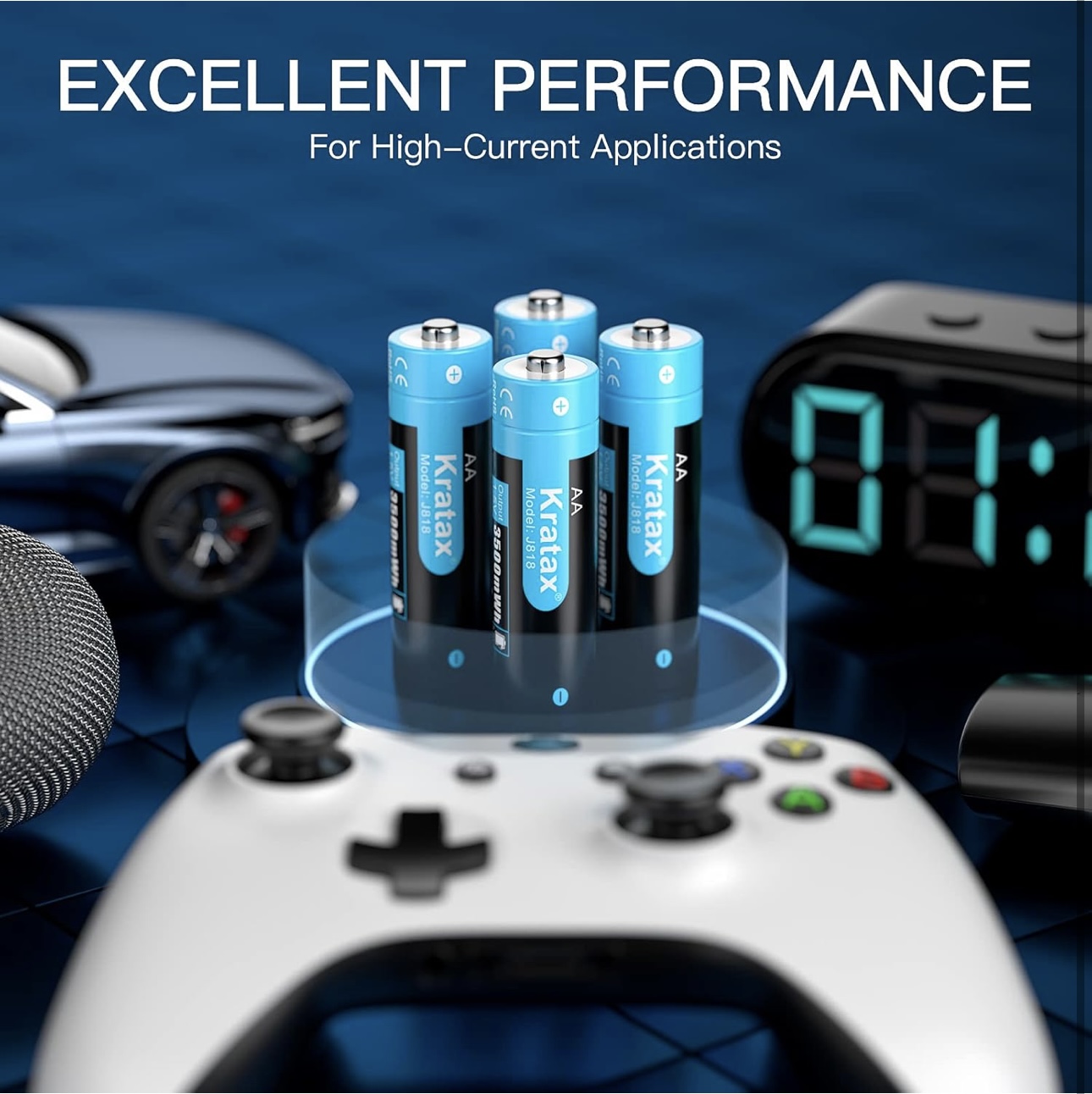 accesorios para electronica - Kratax Pilas recargables AA de litio 1.5V 8