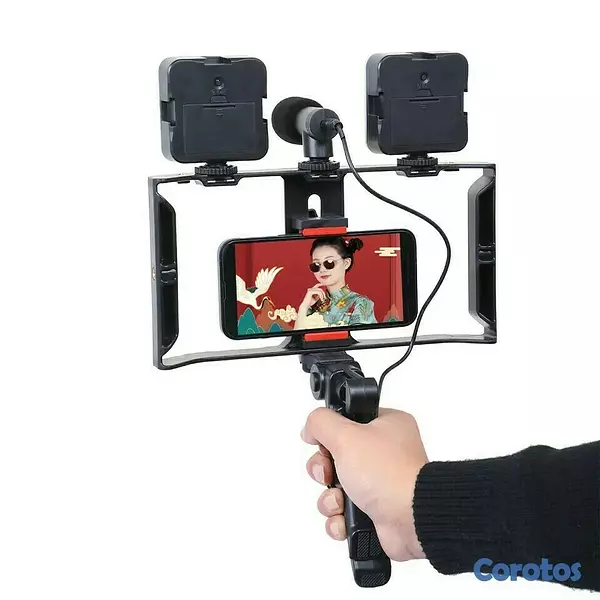 equipos profesionales - Vloging Kit para grabar videos deportes actividades clases tripode doble lampara 4