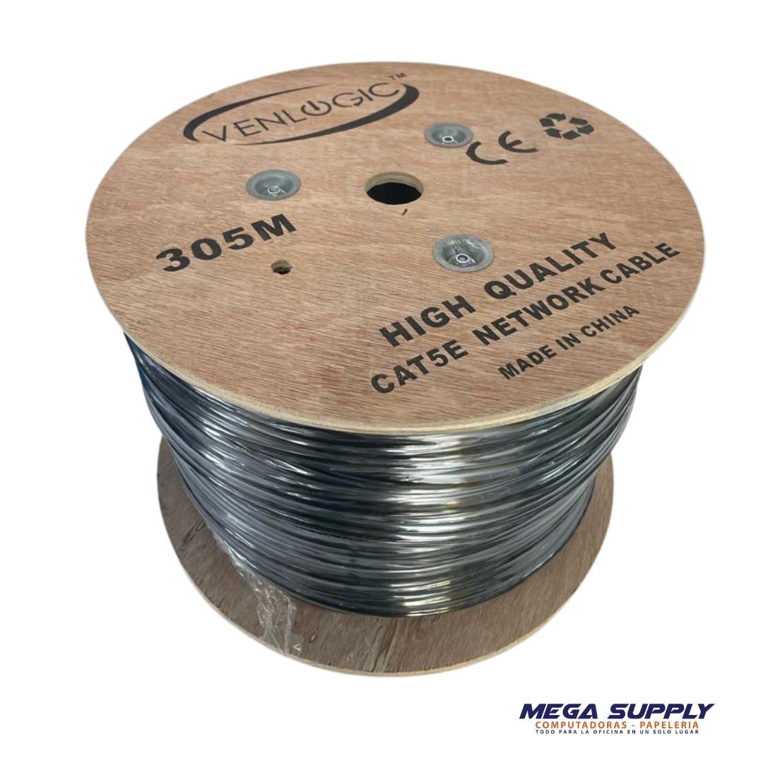 computadoras y laptops - ROLLO DE CABLE UTP VENLOGIC PARA EXTERIOR CAT5E 1000 PIES  COLOR NEGRO 