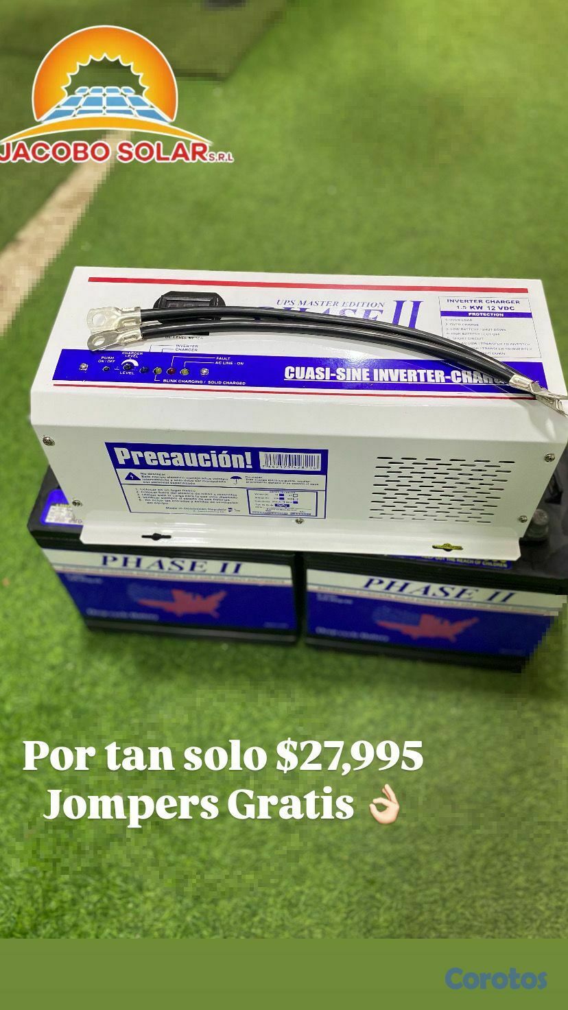 plantas e inversores - Combo phase II un inversor 1.5 KW dos baterías 225 AH DISPONIBLE (Jomper gratis)