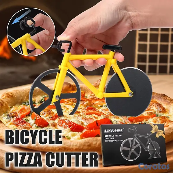 cocina - Cortador de pizza con forma de bicicleta en acero  7