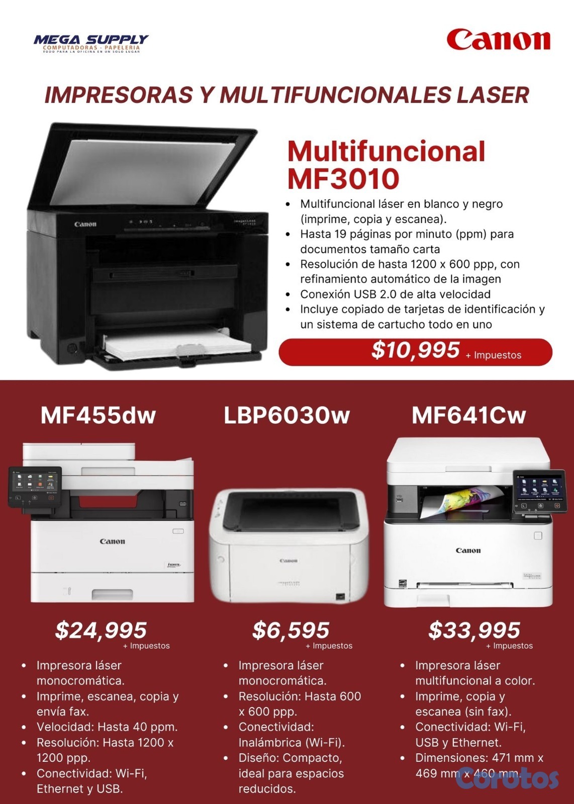 impresoras y scanners - IMPRESORAS Y MULTIFUNCIONALES LASER  CANON 