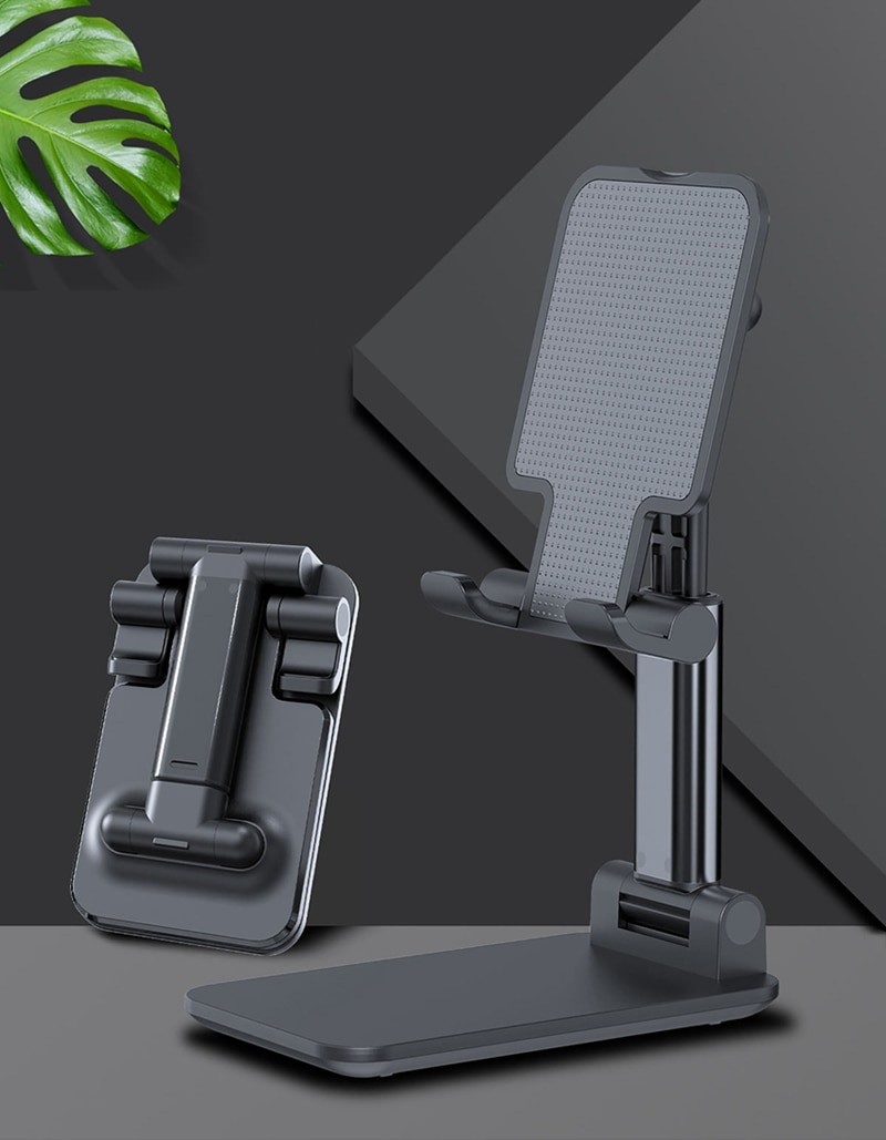 accesorios para electronica - Soporte de teléfono de metal ajustable y plegable para escritorio 4
