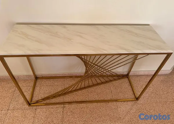 decoración y accesorios - Repisa topa mármol con base metálica dorada  2