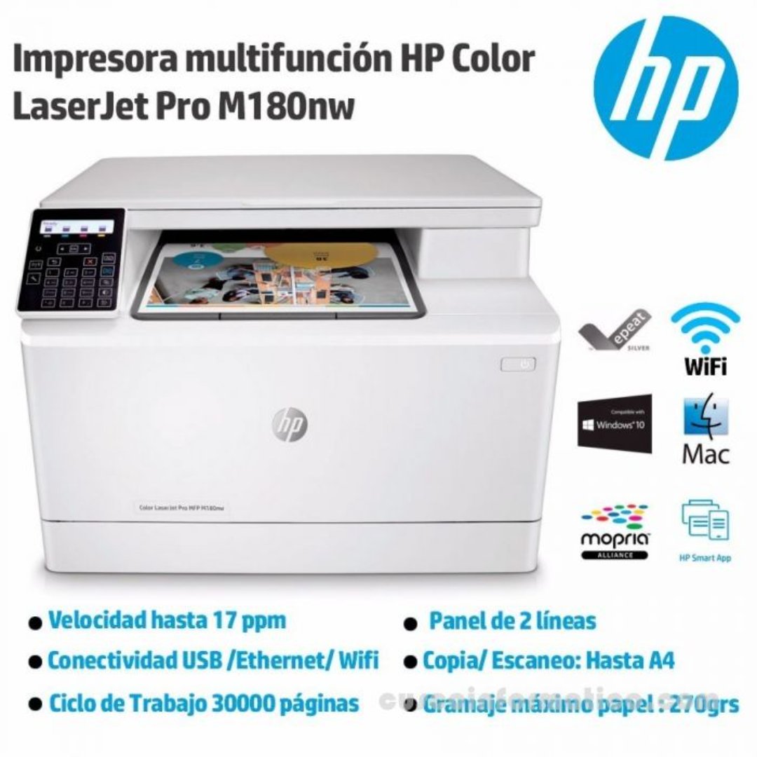impresoras y scanners - multifunción HP laser  Color LaserJet Pro M180nw inalambrica 