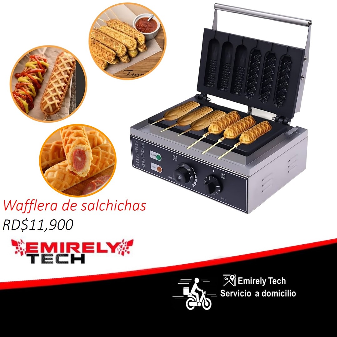 equipos profesionales - Waflera tostadora de salchichas gofre hotdog banderilla hot dog
