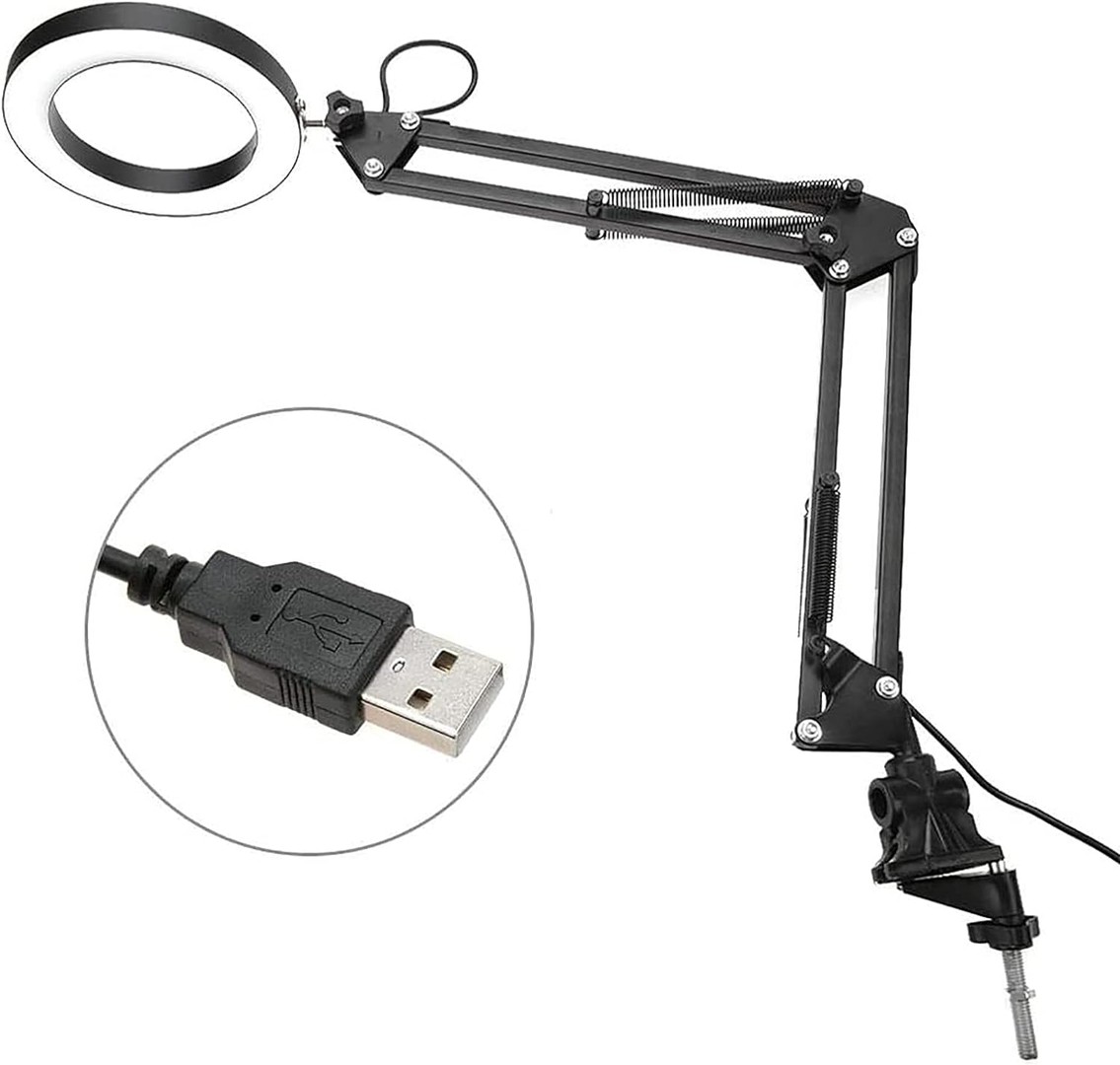 accesorios para electronica - Lámpara de escritorio con base y clip, regulable flexible de bajo consumo 0
