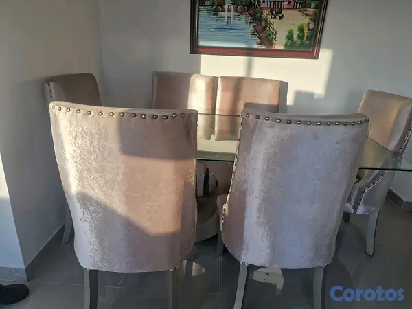 muebles y colchones - comedor de 6 en cristal  5