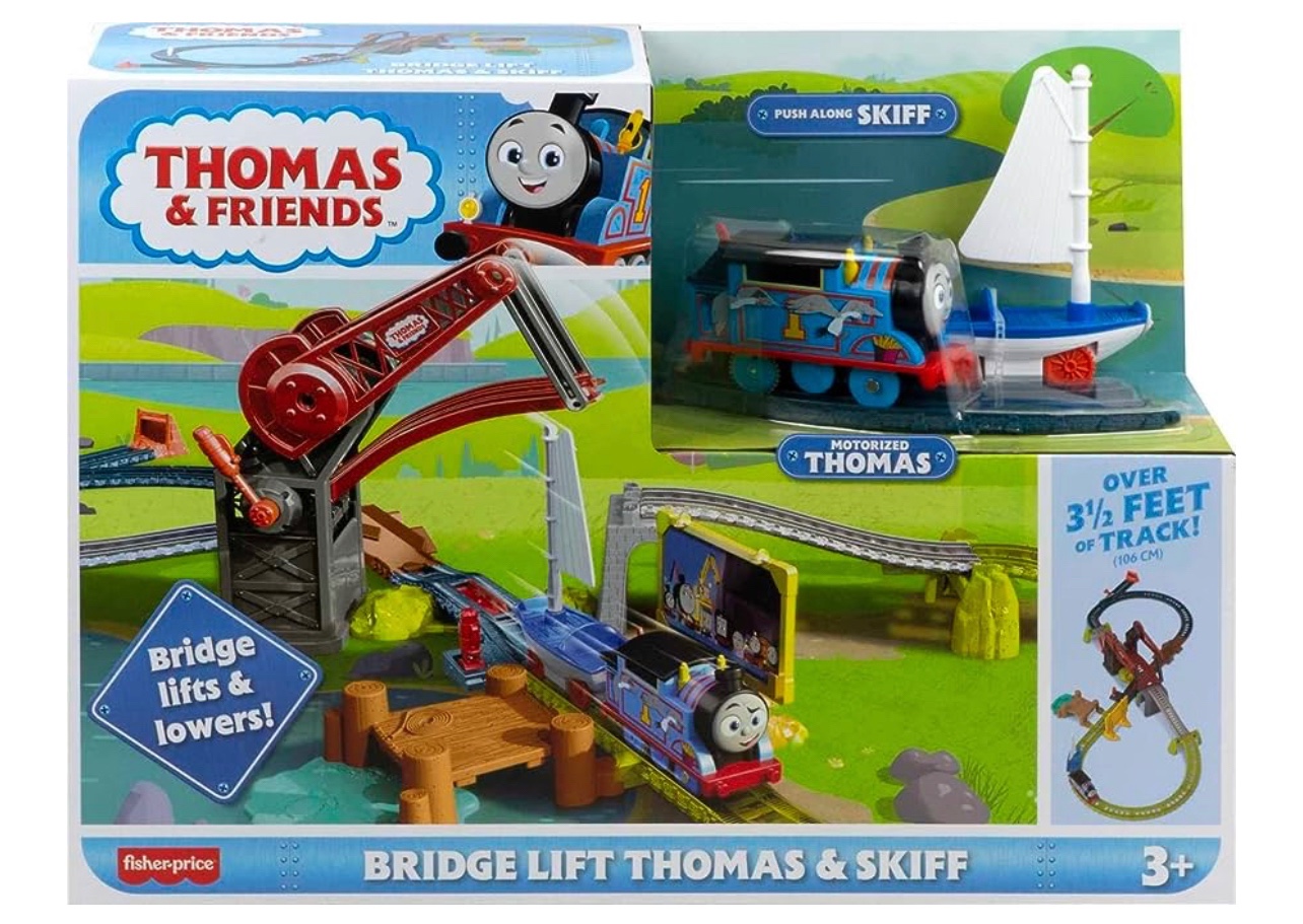 juguetes - Thomas & Friends Juego de tren de juguete motorizado con puente de elevación.