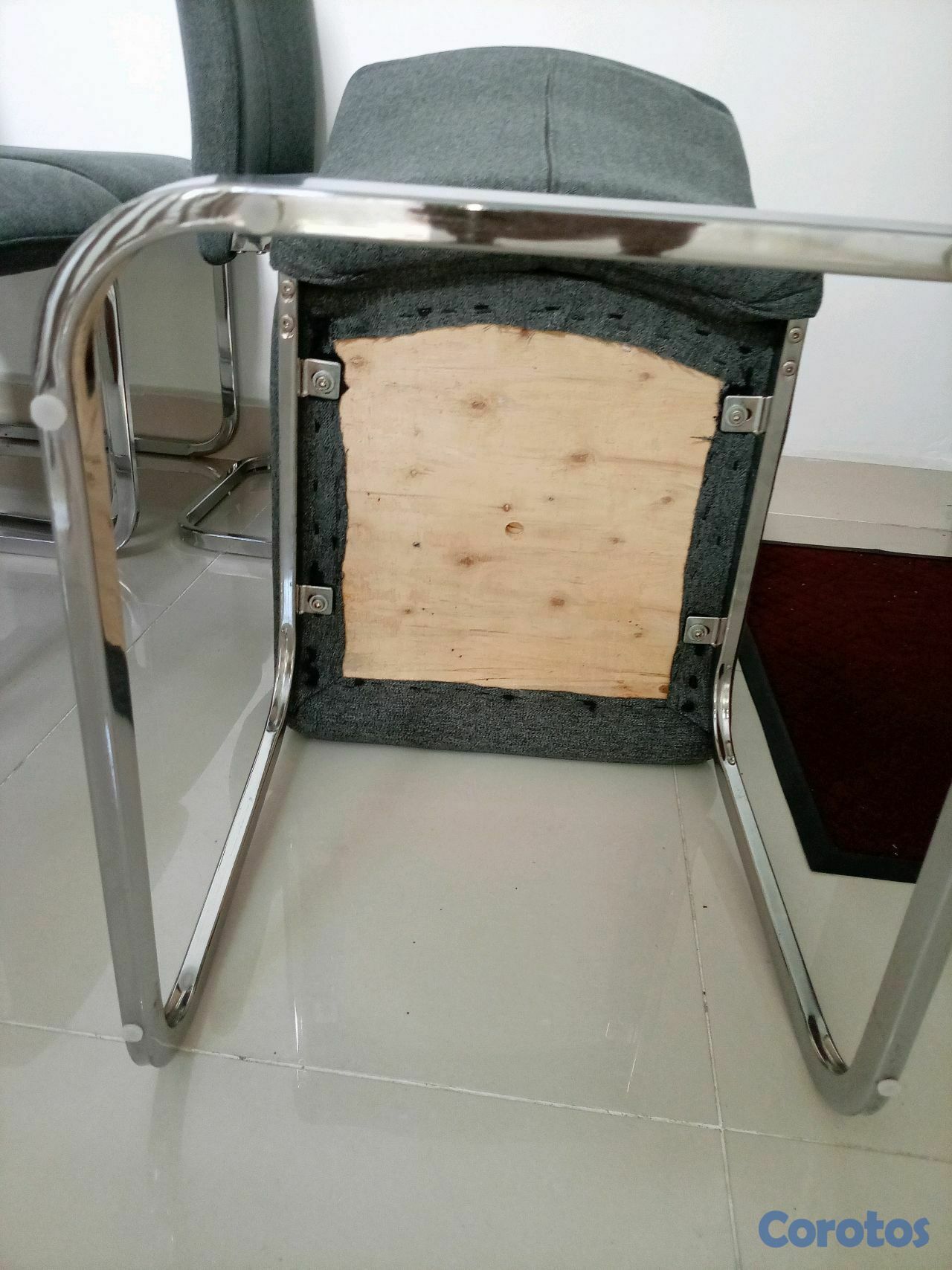 muebles y colchones - 6 sillas de comedor en tela Cris oscuro  13