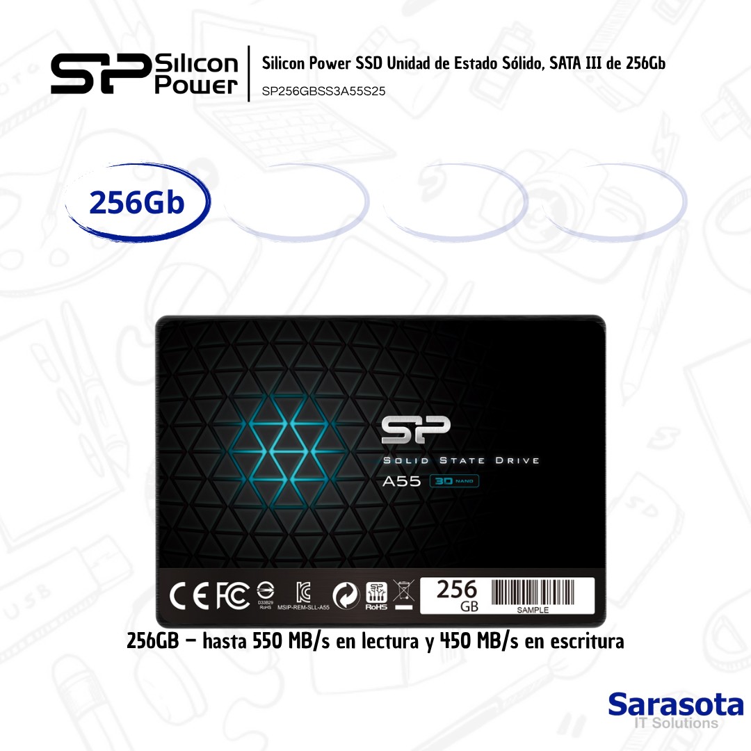 accesorios para electronica -  SSD 256Gb Disco Estado Sólido marca Silicon Power 2
