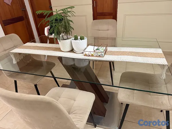 muebles y colchones - comedor de 4 sillas, tope de cristal ILUMEL 3