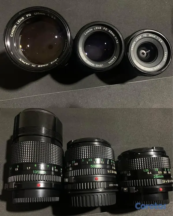 camaras y audio - KIT 3 LENTES CANON FD - 28mm 50mm y 135mm 1