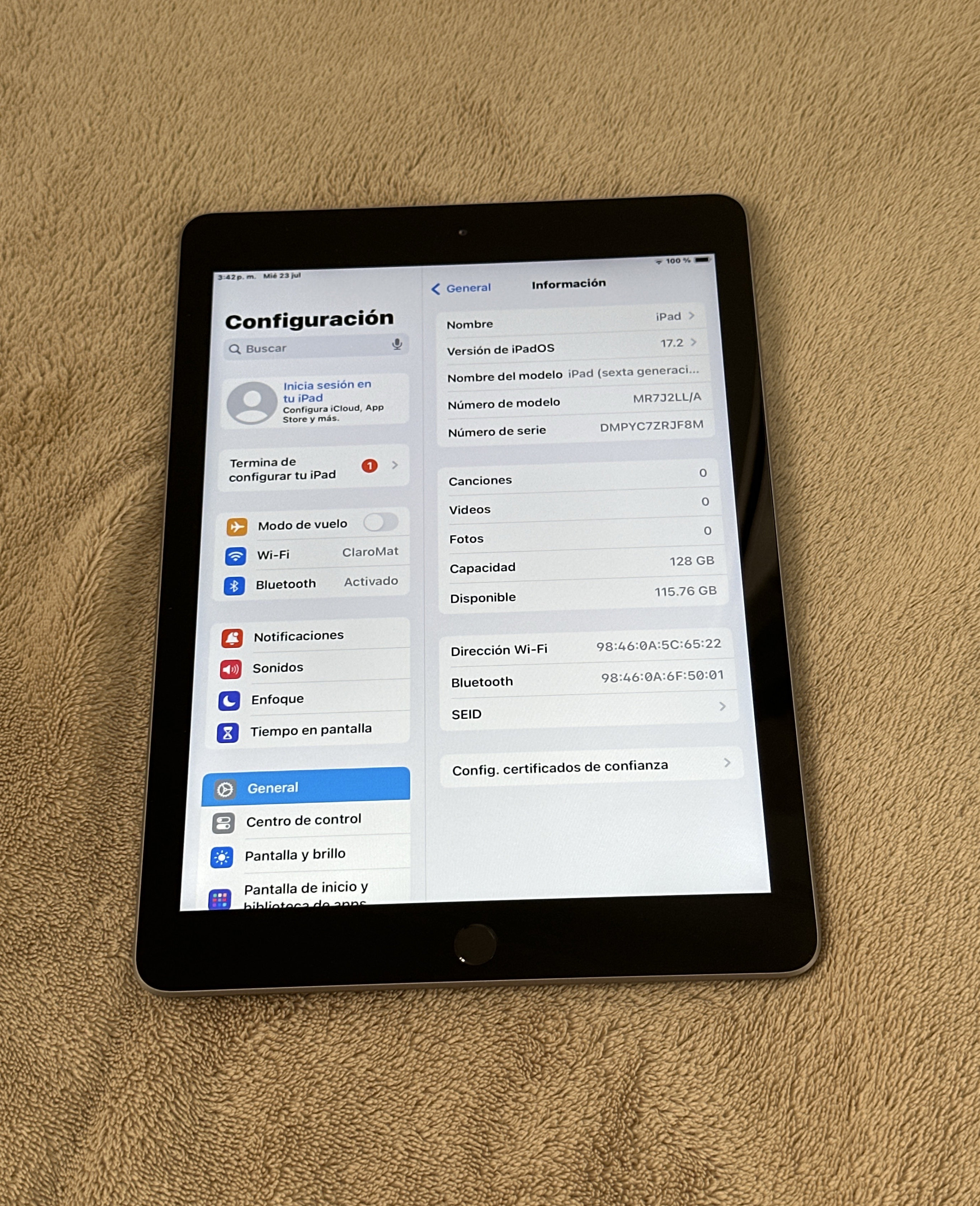 celulares y tabletas - IPad 6ta Generación 128gb Wifi.  2