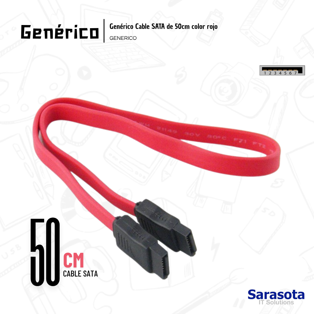 accesorios para electronica - Genérico Cable SATA de 50cm color rojo 2