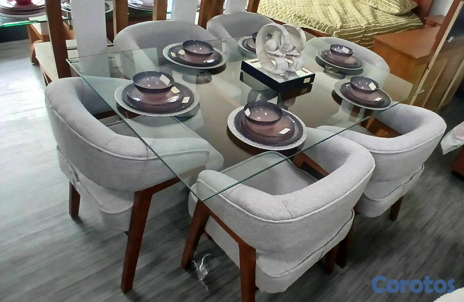 muebles y colchones - JUEGO DE COMEDOR 6 SILLAS ELAVORADO EN MADERA PRECIOSA  1