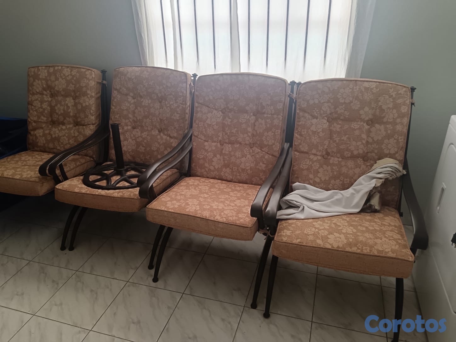 herramientas, jardines y exterior - Juego de Patio (4 Sillas + Base de Sombrilla)