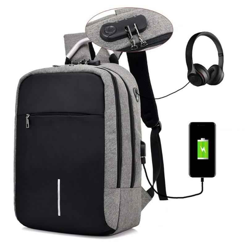 carteras y maletas - Mochila antirrobo impermeable con puerto de carga USB y audífonos. 