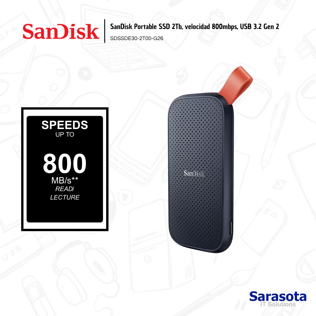 accesorios para electronica - SanDisk Portable SSD 2Tb, 800mbps, USB 3.2 1