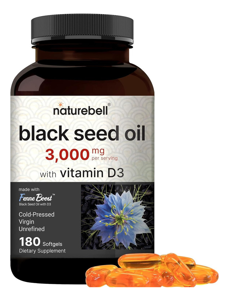 Salud y Equipamiento Médico - Aceite De Semilla Negra Prensado En Frio 3,000 Mg 1