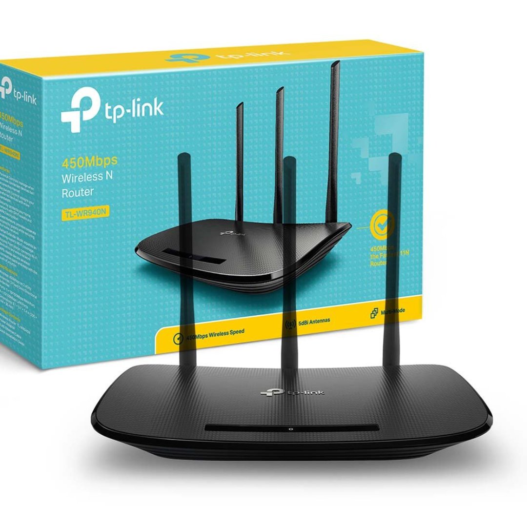 computadoras y laptops - ROUTER WIRELESS TP-LINK TL-WR940N, 2.4GHZ/450MBPS, 1 PUERTO WAN + 4 PUERTOS  WPS 0