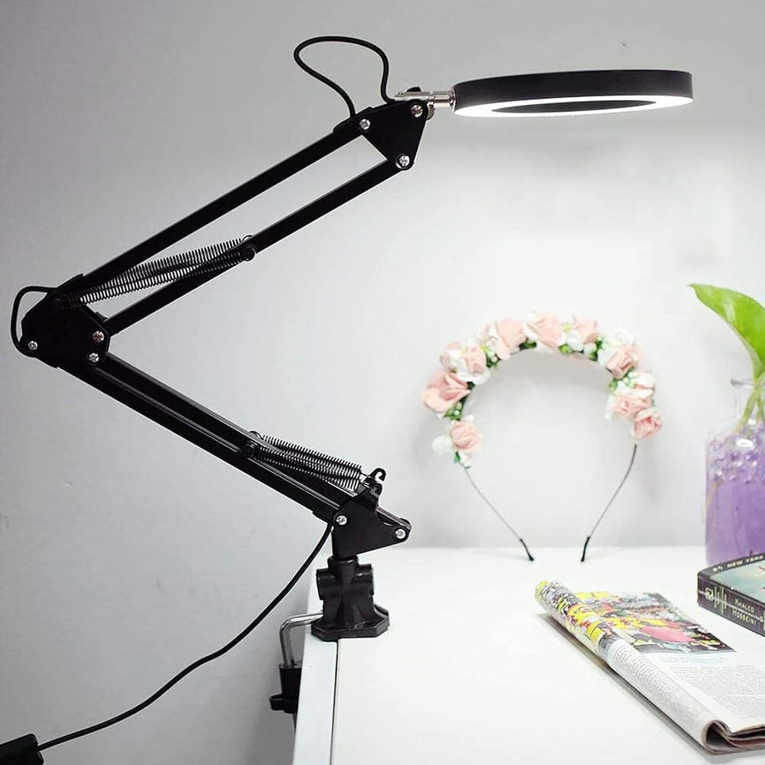 accesorios para electronica - Lámpara de escritorio con base y clip, regulable flexible de bajo consumo 3