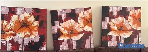 decoración y accesorios - VENDO TRÍO DE CUADROS PINTADOS  2
