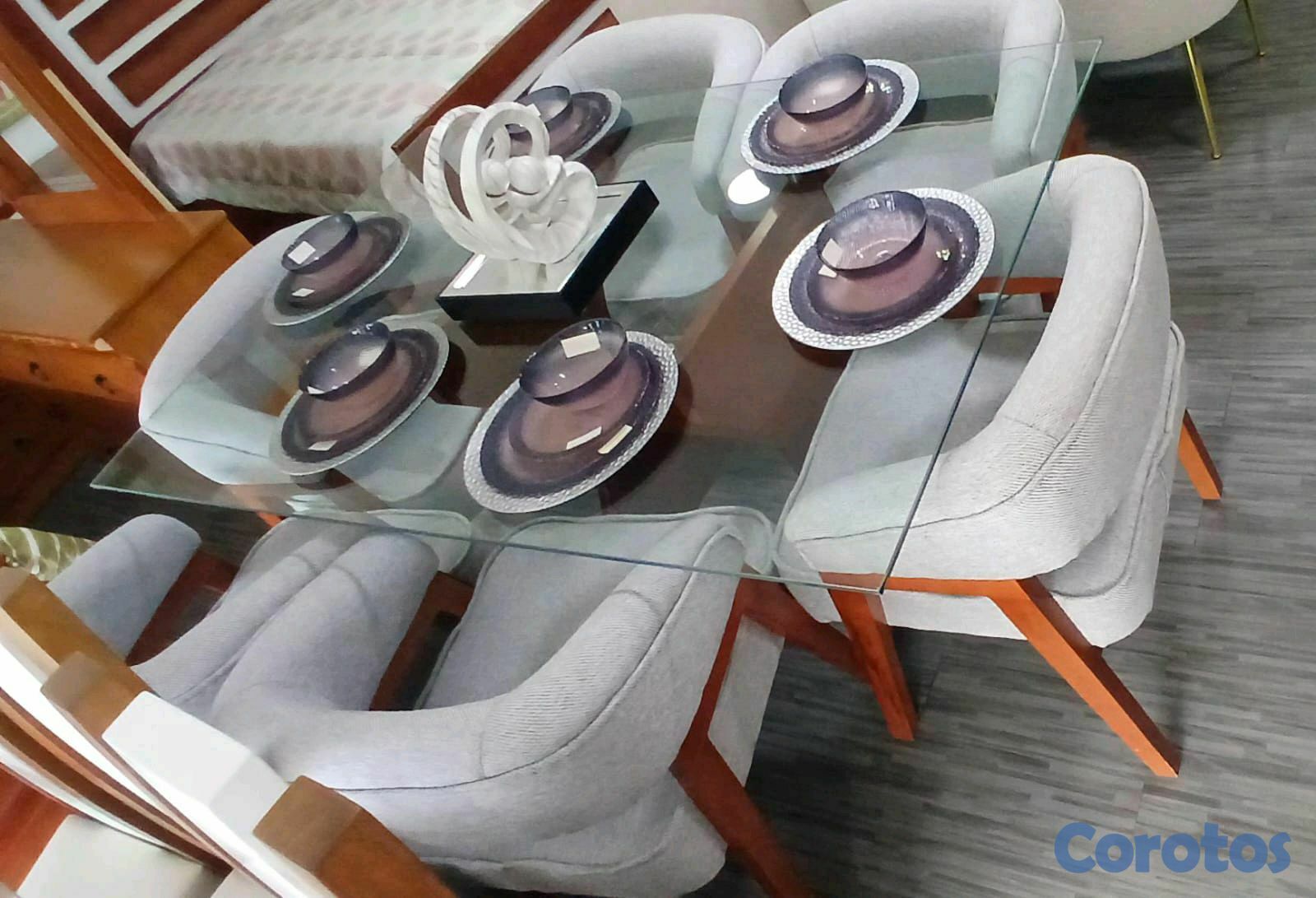 muebles y colchones - JUEGO DE COMEDOR 6 SILLAS ELAVORADO EN MADERA PRECIOSA  2