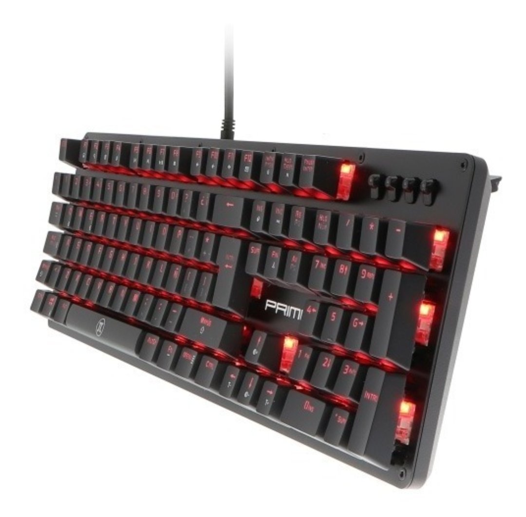 computadoras y laptops - TECLADO PRIMUS GAMING, USB, CON ILUMINACION ROJA (PKS-102S)