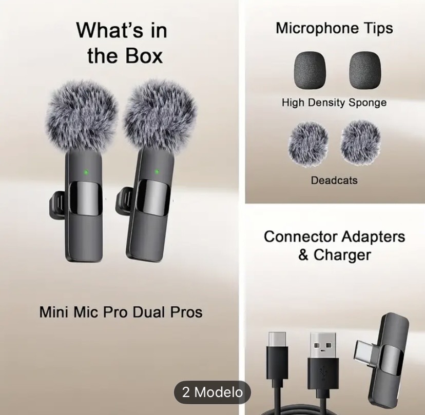 camaras y audio - Micrófono Portátil Inalámbrico USB C 2