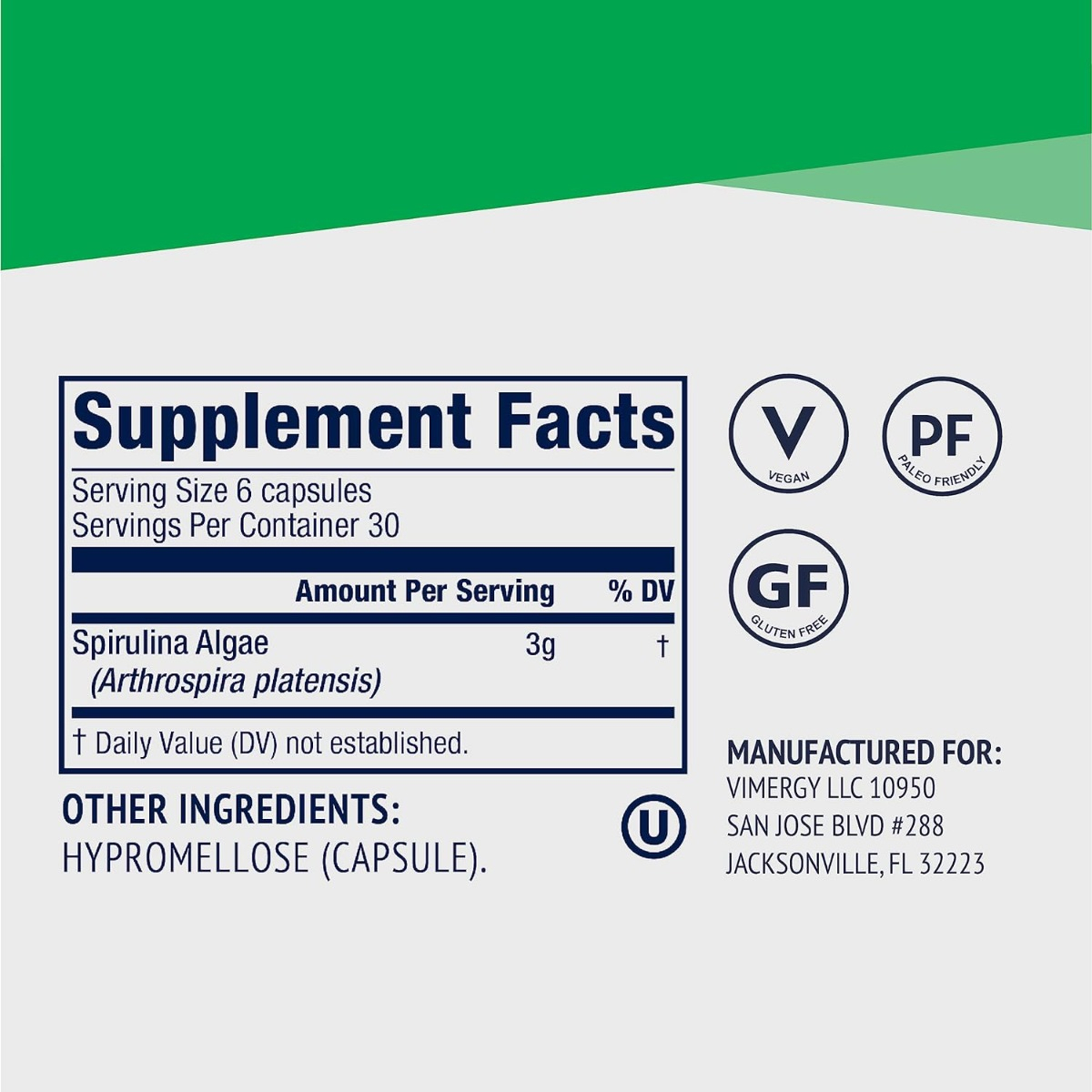 Salud y Equipamiento Médico - Espirulina 180 Cap Vimergy 2
