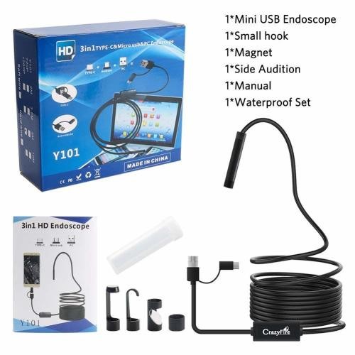 accesorios para electronica - 3 en 1 Tipo C Endoscopio 8LED USB Microscopio PC Boroscopio HD Cable impermeable 1